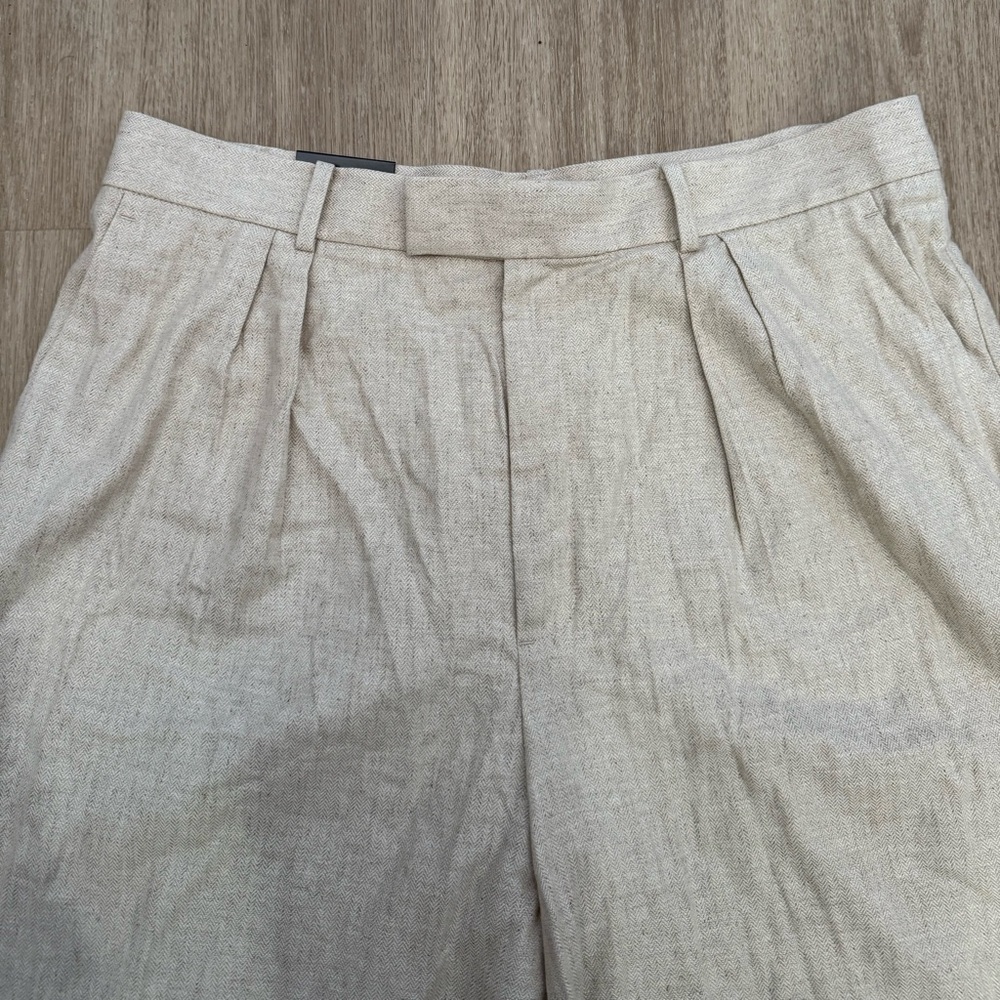 NWT Banana Republic Linen Cotton Blend High Waist Bermuda Shorts Size 18 Cream - Picture 2 of 10
